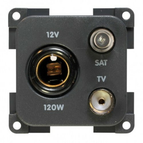 PRISE TV + SATELLITE + 12V GRIS FONCE CBE - CBE