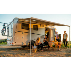 Miniature STORE F45S -  4.25M - BOITIER POLAR WHITE - TOILE ROYAL GREY - FIAMMA N° 6