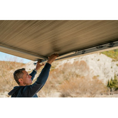 Miniature STORE F45S -  4.25M - BOITIER POLAR WHITE - TOILE ROYAL GREY - FIAMMA N° 7