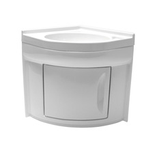 Miniature MEUBLE D'ANGLE + LAVABO D''ANGLE ENCASTRABLE BLANC EN PST 41,8 x 41,8 x H51 cm N° 0