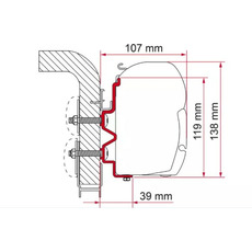 Miniature Adaptateur pour store de toit F45/F70  – Hymer Camp Swing, Starline, Hobby 09 -Longueur 450 cm - FIAMMA N° 0