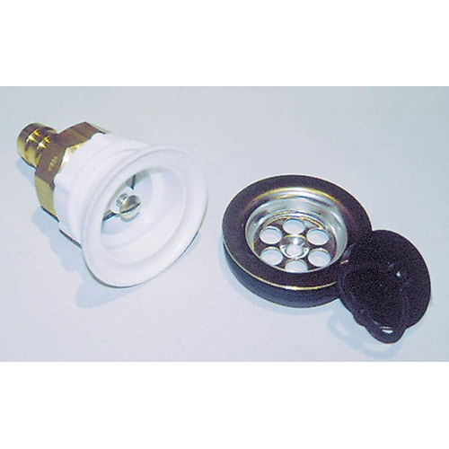 BONDE LUXE DROITE TYPE D + BOUCHON - Ø45.5 MM - POUR TUYAU Ø19MM