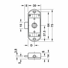 Miniature BOITIER DE SERRURE DROITE NICKELE D25 N° 1