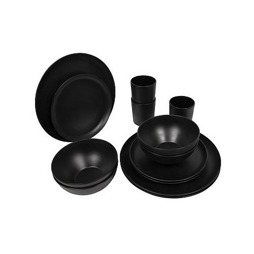 VAISSELLE ORVILLE MELAMINE 16 PCS NOIR - BO CAMP