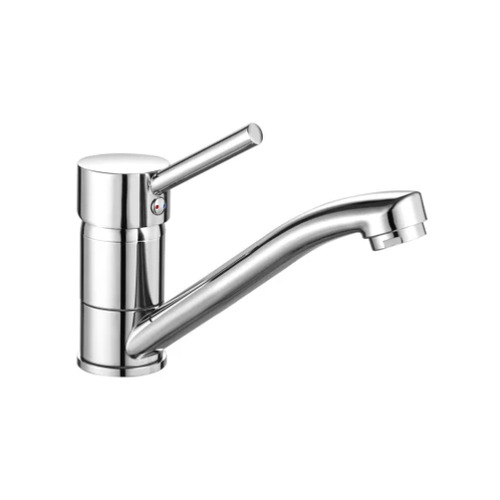 Robinet mitigeur bec court poignée design moderne sans contacteur - Chrome HTD