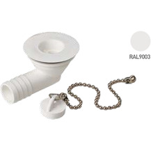 Bonde coudée Ø25mm (filetage Ø31mm) avec bouchon et chainette - TRIGANO