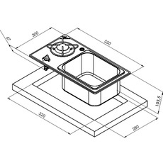 Miniature Réchaud Cristal combiné - 1 FEU & 1 ÉVIER - 550 x 334mm - NOIR/ARGENT - CARBEST N° 3