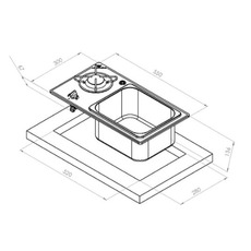 Miniature Réchaud Cristal - 1 FEU - 550x334 mm - NOIR/ARGENT MAT - CARBEST N° 1