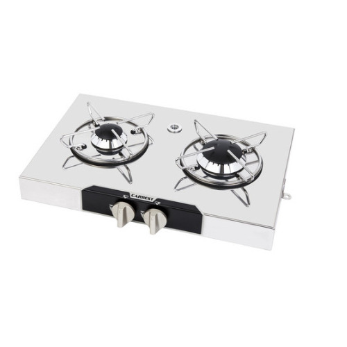 Réchaud chrome 2 feux - 440 x 290 mm - BOUTONS SUR LONGUEUR - CARBEST