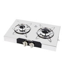 Réchaud chrome 2 feux - 440 x 290 mm - BOUTONS SUR LONGUEUR - CARBEST