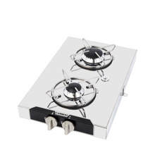 Réchaud chrome 2 feux - 440 x 290 mm- CARBEST - BOUTON SUR LARGEUR