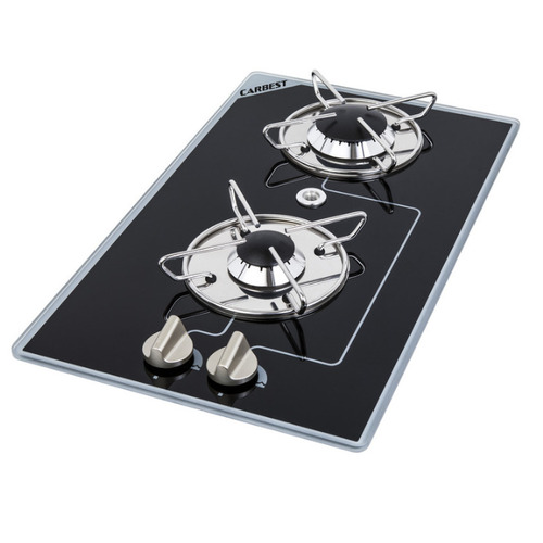 Réchaud Cristal - 2 FEUX - 500 x 300 mm - NOIR/ARGENT - CARBEST