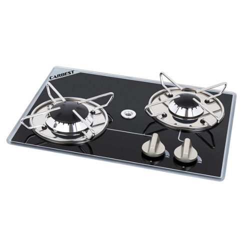 Réchaud Cristal - 2 FEUX - 280 x 380 mm - NOIR/ARGENT - CARBEST