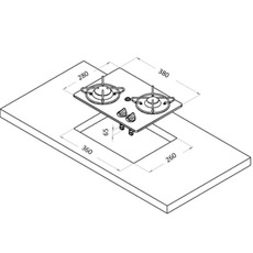 Miniature Réchaud Cristal - 2 FEUX - 280 x 380 mm - NOIR/ARGENT - CARBEST N° 1