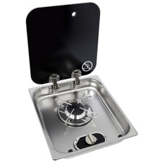 Miniature Réchaud Cristal - 1 FEU - 338 x 238 mm - NOIR/ARGENT - CARBEST N° 0