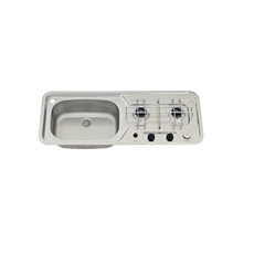 Miniature Réchaud inox 2 feux / combiné évier - 800 x 320 mm CARBEST - N° 1