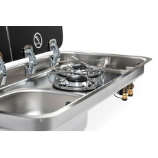 Miniature Réchaud combiné - 2 FEUX & 1 ÉVIER (A GAUCHE )  -  726 x 346  mm - NOIR/ARGENT - CARBEST N° 3