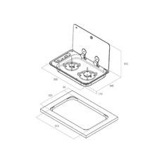 Miniature Plaque de cuisson - 2 FEUX - 530 x l 340 - Hoodiny FC1336 - ARGENT/ NOIR - CAN N° 1