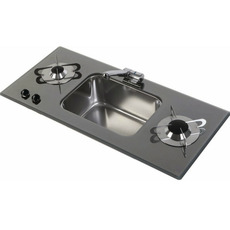 Miniature Réchaud combiné - 2 FEUX / 1 EVIER CENTRAL - 800 x 367 mm - PV1366 - CAN - N° 0