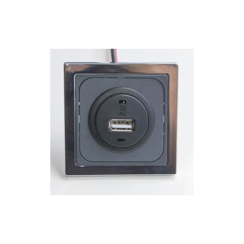 PRISE USB 5V Grise avec Encadrement Chromé