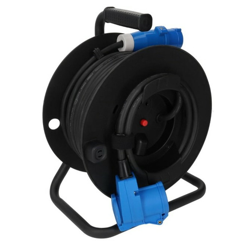 Enrouleur 25m - avec fiche CEE et prise coudée - HABA