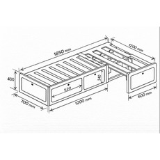 Miniature Lit plumard modulable en bois de peuplier – 120x190 - Robuste, léger et compatible tous vans -  N° 6