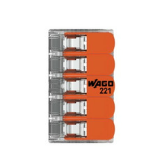 Miniature Borne de raccordement 5 câbles avec levier - A L'UNITE - 221-615 - WAGO N° 5