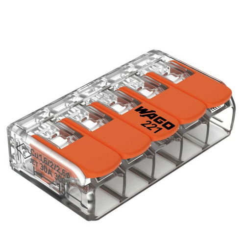 Borne de raccordement 5 câbles avec levier -LOT DE 5 - 221-615- WAGO