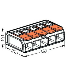 Miniature Borne de raccordement 5 câbles avec levier -LOT DE 5 - 221-615- WAGO N° 2