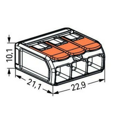 Miniature Borne de raccordement 3 câbles avec levier - LOT DE 10 -221-613 - WAGO N° 3