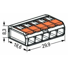 Miniature Borne de raccordement 5 câbles avec levier - A L'UNITE - 221-415 - WAGO N° 5
