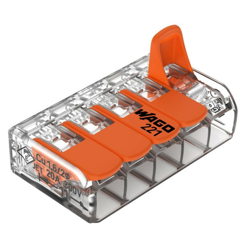 Borne de raccordement 5 câbles avec levier -LOT DE 5 - 221-415 - WAGO