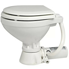 Miniature WC électrique compact 24V à broyeur – cuvette porcelaine, lunette bois laqué blanc – OSCULATI N° 0