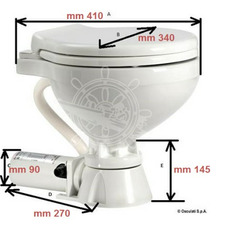 Miniature WC électrique compact 24V à broyeur – cuvette porcelaine, lunette bois laqué blanc – OSCULATI N° 2