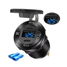 Miniature Prise USB-C encastrable avec double port USB-C - Voltmètre LED intégré - N° 0