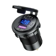 Miniature Prise charge rapide encastrable - USB + USB-C - Voltmètre intégré  N° 0