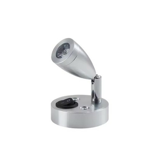 Lampe de lecture LED 12V avec interrupteur et tête orientable 360° - ARGENT - LUMIERE CHAUDE