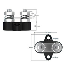 Miniature Busbar+ / – - 2 cosses -  80A - 48V N° 2