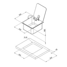 Miniature Évier inox avec couvercle réfractaire et robinet - 35 x 32 cm  - CAN N° 1