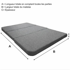 Miniature Matelas Camping-car - Lit NORMAL - 140 x 190 cm - 12 cm Mousse Haute Densité ( 28 kg/m³ ) + 3 cm Mémoire de Forme N° 2