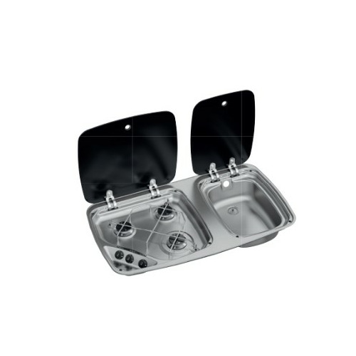 Réchaud - 3 FEUX - 525 x 170 x 350 mm - SANS ALLUMAGE - NOIR/RAYE - DOMETIC