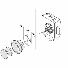 Miniature Poignée de meuble poussoir argent N° 2