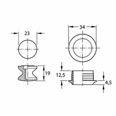 Miniature Poignée de meuble poussoir argent N° 3
